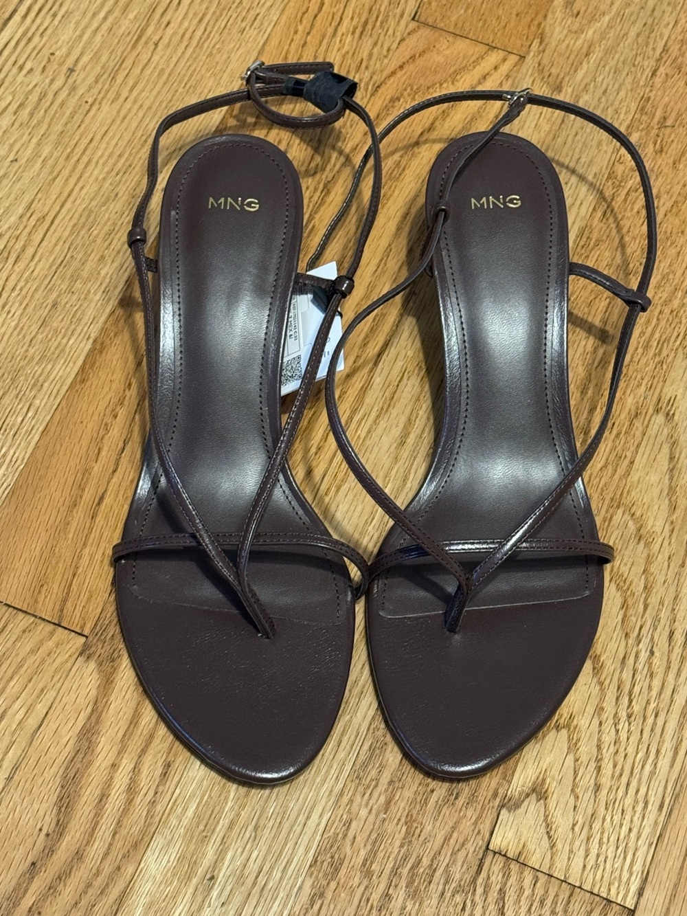 NWT MNG brown strappy kitten heeled sandals
